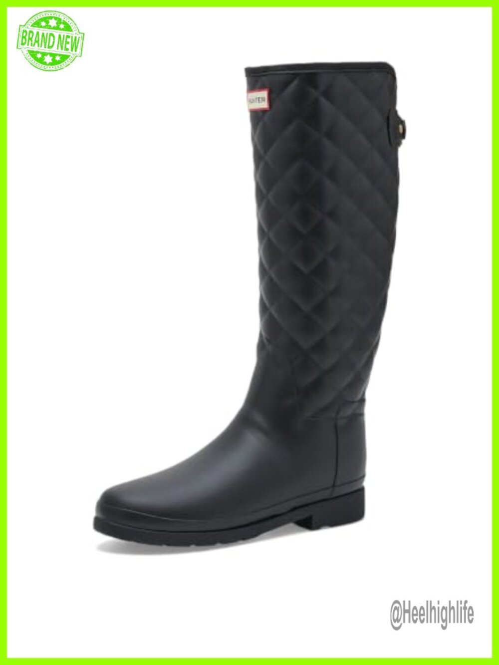 Hunter Refined Tall Quilt Waterproof Knee-High Rain Boots Polyurethane PU